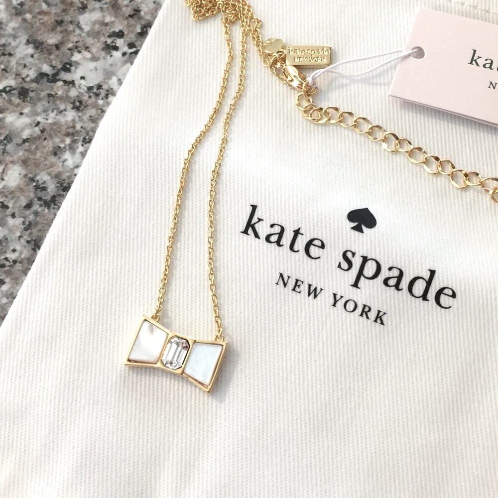 NWT Kate Spade Mother Of Pearl Bow Necklace